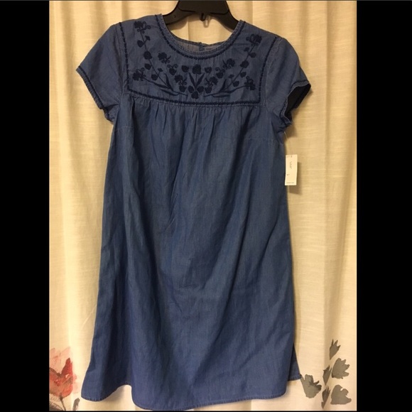Denim/chambray dress with embroidery on the top - Picture 1 of 2
